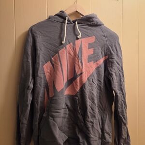 Nike Gray and Pink Men's Hoodie